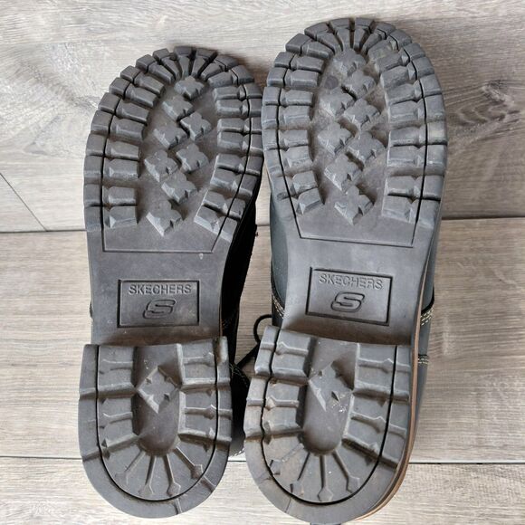 Skechers Laramie 2 Engineer Boots Womens 10 Black Leather Platform Combat Moto - Picture 9 of 12